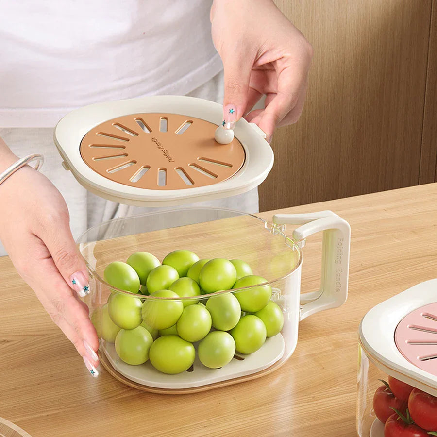 Fruit Washing Strainer Bowl 2 in 1 Kitchen Sink Drain Basket Vegetable Fruit Multifunctional With Lid Drainer Tool Bowl