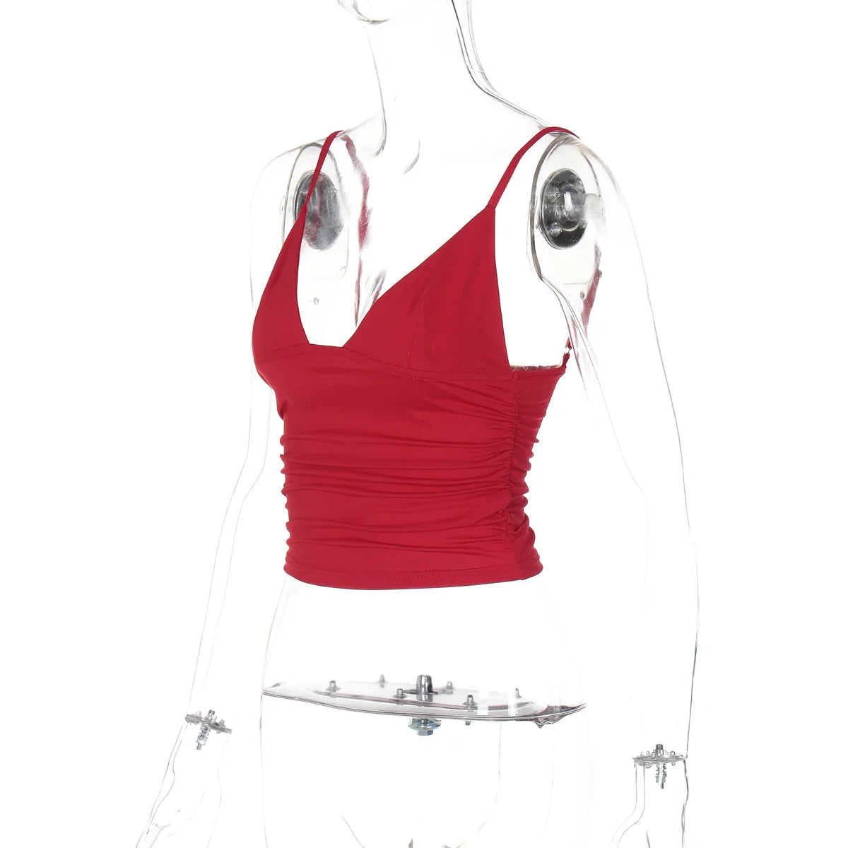 Sleeveless Ruched Bodycon Camisole Women'S Solid Sexy Top Party Club Streetwear Clothes Y2K