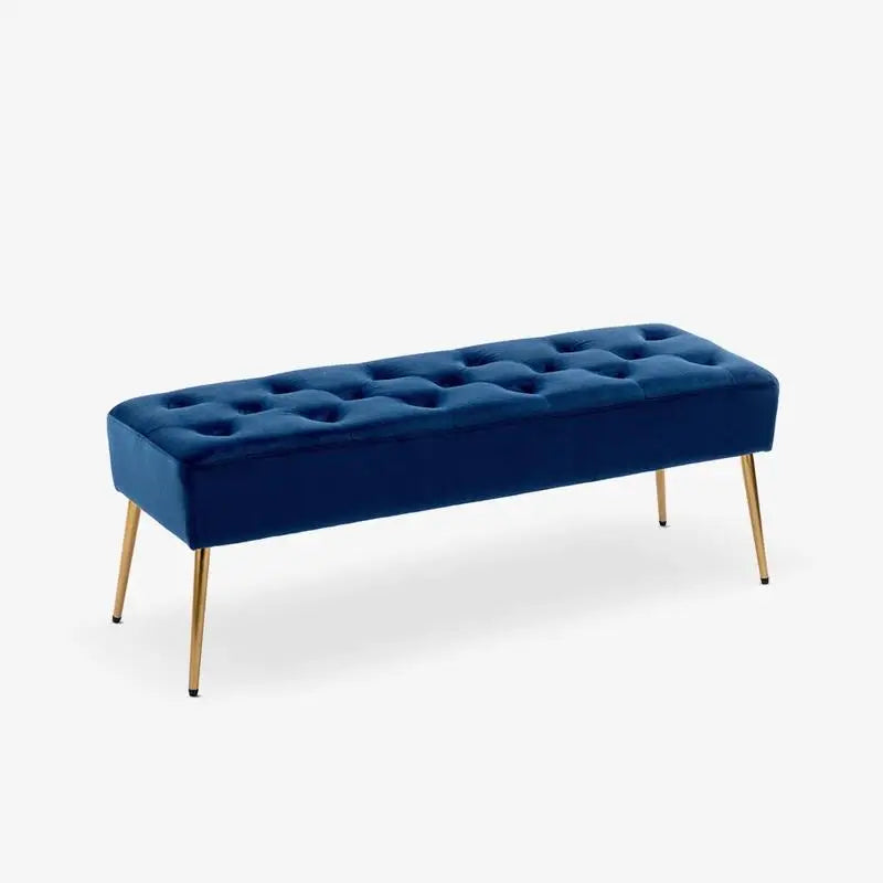 Velvet Tufted Bench with Gold Legs â€?Modern Upholstered Entryway & Bedroom Seating, 46â€?Wide