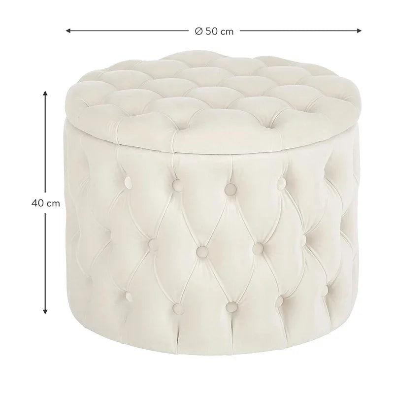 Luxury Sofa Footstool Fabric Storage Round Sofa Stool