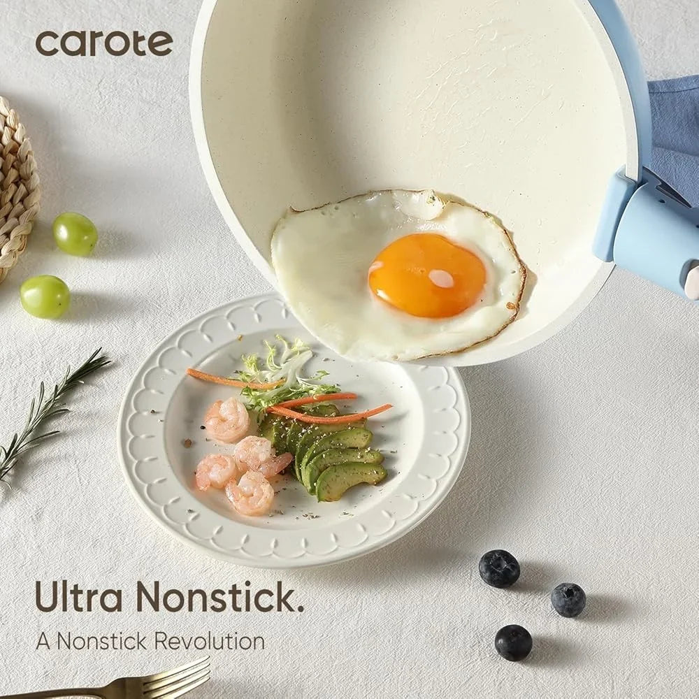 Nonstick Cookware Set 15pcs Detachable Handle Induction Pots and Pans Space Saving Kitchen Cookware Easy Clean Cookware Set