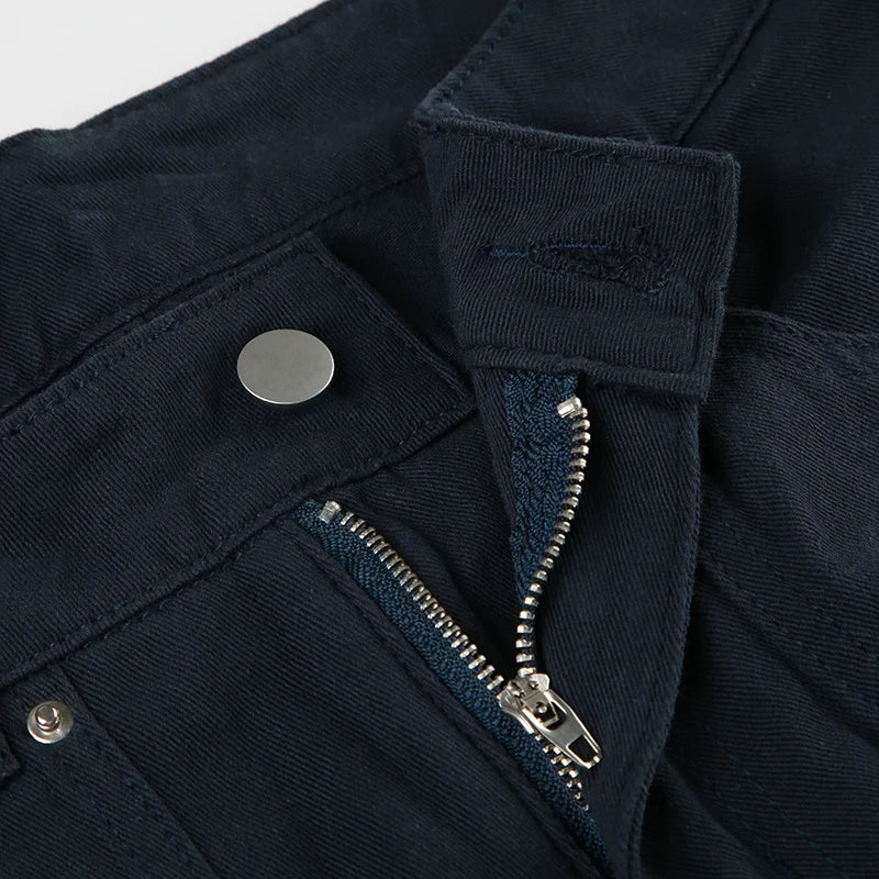 Casual Loose Rivet Jeans Wide Leg Pants Basic Low-Waisted Straight Pants Streetwear