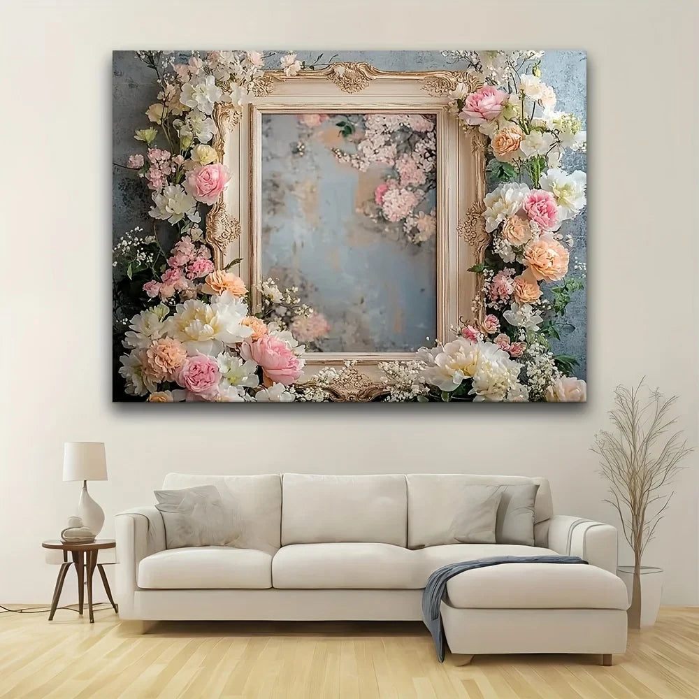 Elegant Floral Rose Tapestry Wall Hanging Vintage Inspired Pink aAnd Flower Interior Decor