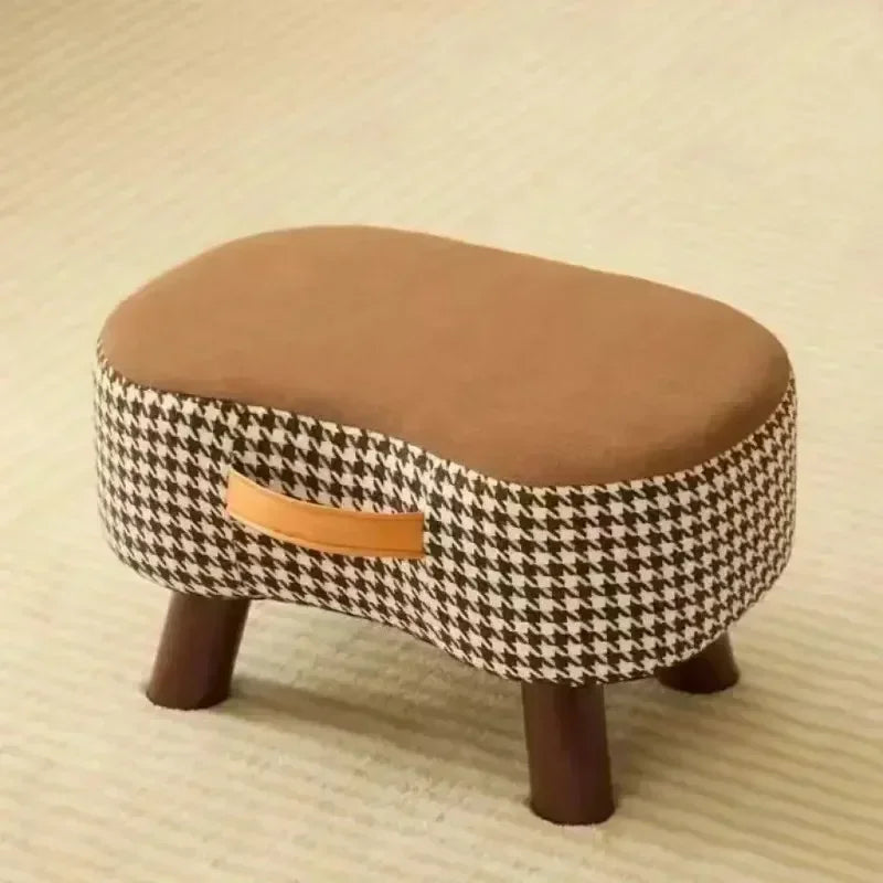 Curved Footstool with Handle Convenient To MoveSofa Small Stool