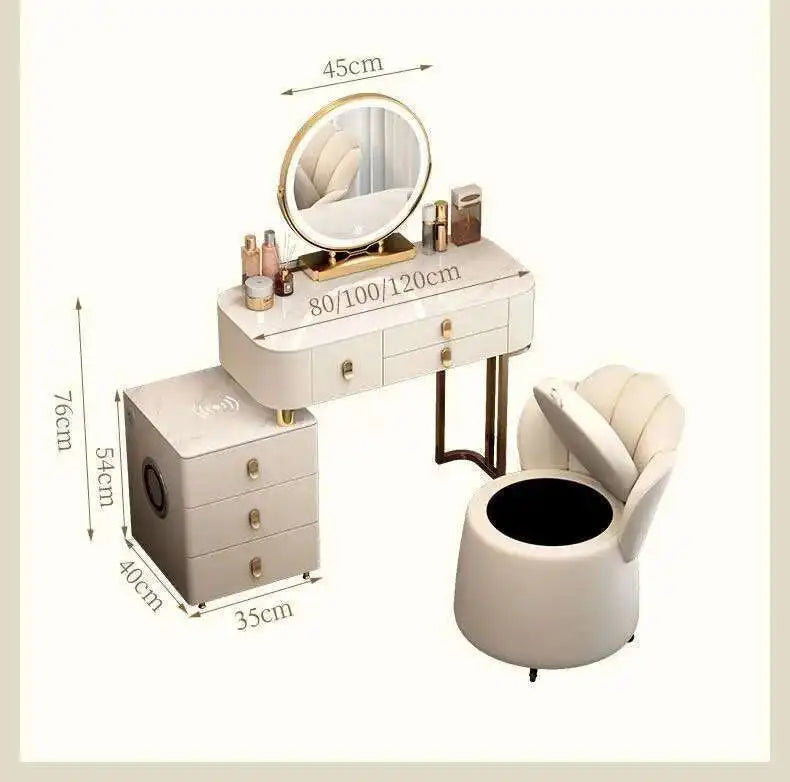 Luxury Shelf Cosmetics Makeup Dressing Table Bedroom Storage Drawers Vanity Table Modern