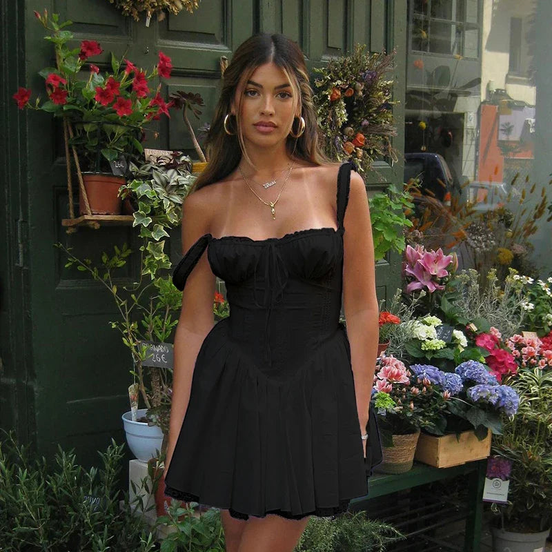 Elegant Party Dresses Ladies Fashion Evening Bodycone A-Line Pleated Fluffy Dress Lace Sexy Ball Gown Mini Sunderss