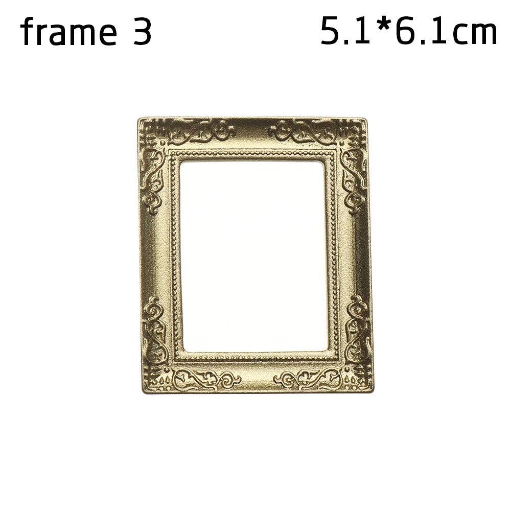 Mini Frames Doll House Plastic Vintage Miniature Mirror Accessories