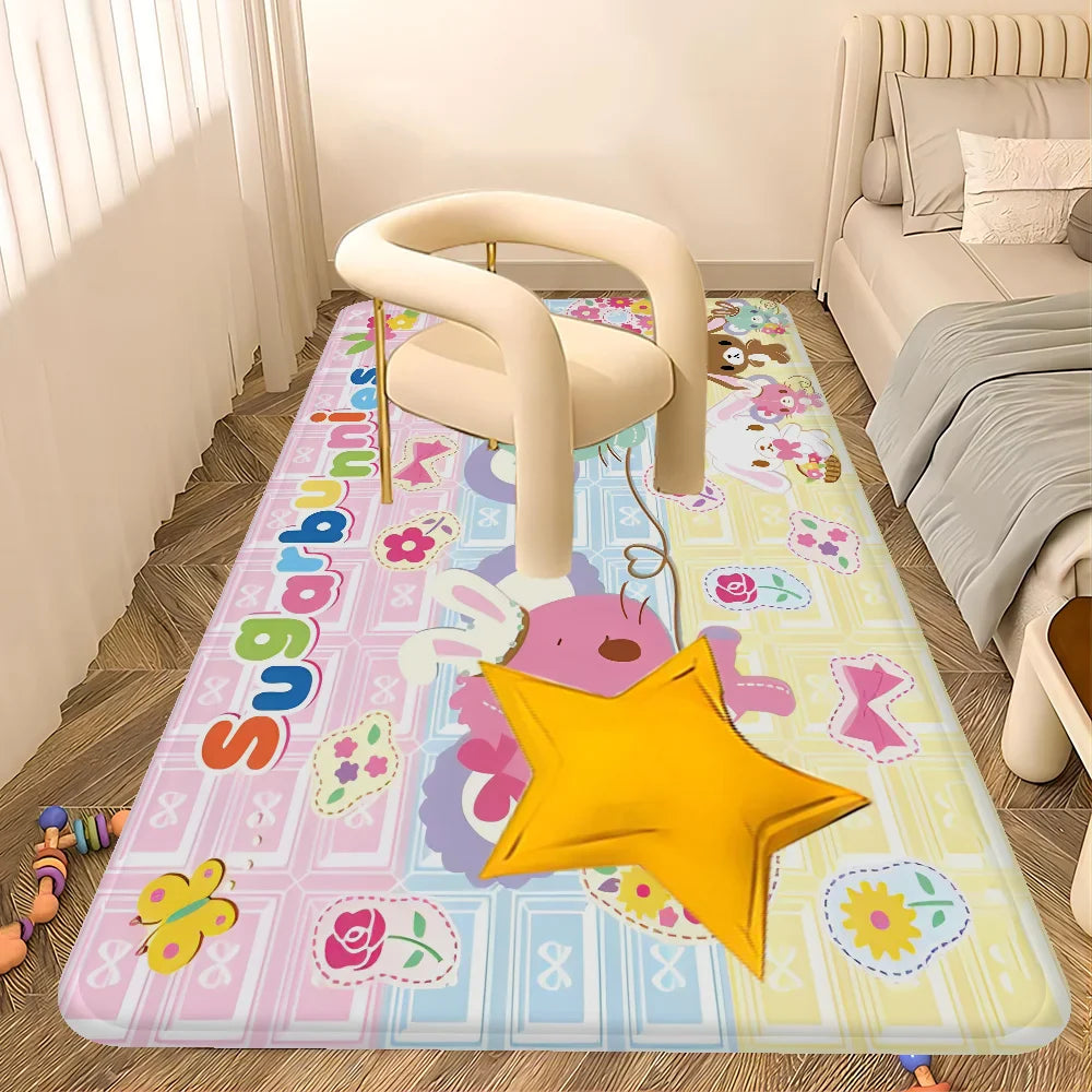 Sugarbunnies Anime Kawaii Entrance Door Mat Washable Non-Slip Living Room Sofa Chairs Area Mat Kitchen Welcome Doormat