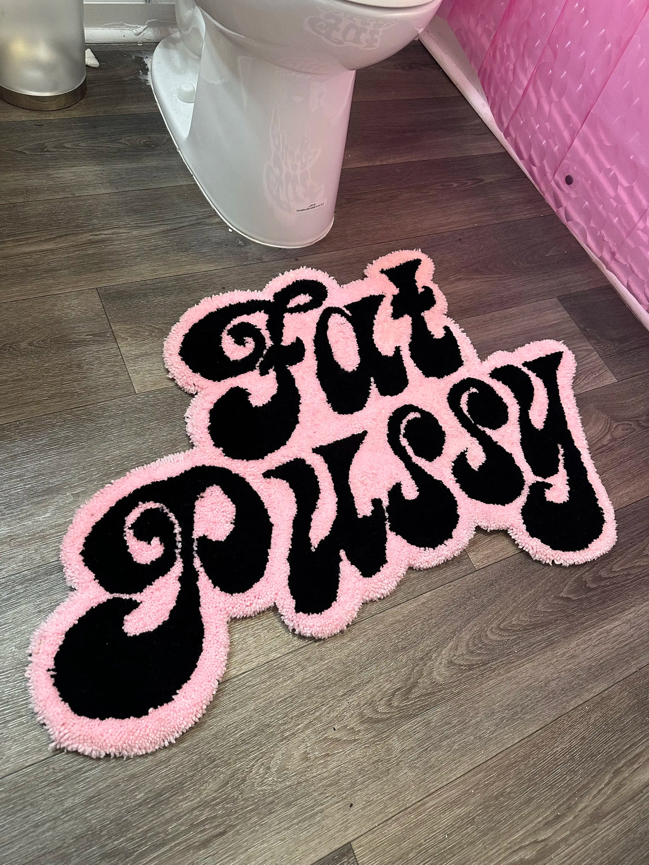 Pink and Black Rug for Female Bedroom Aesthetic Non-slip Soft Cashmere