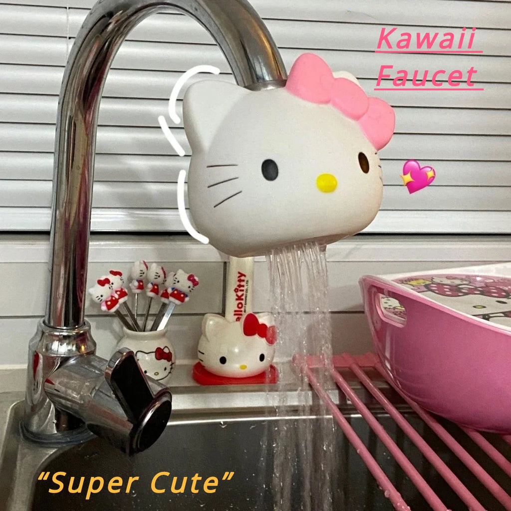 Creative Hello Kitty Kitchen Shower Faucet Kawaii Splash-proof Faucet Filter Household Rotatable Faucet Filter