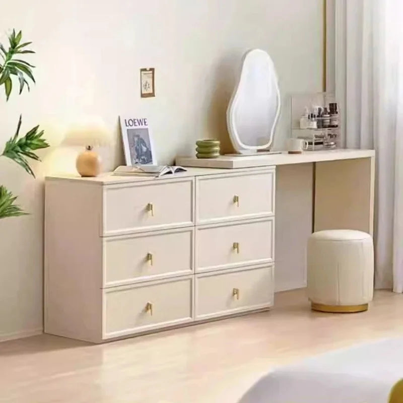 Pink Bedroom Dresser with Makeup Organizer, Comfortable Bedside Cabinet with Drawer for Clothes, Stylish Mirror Stand Furniture