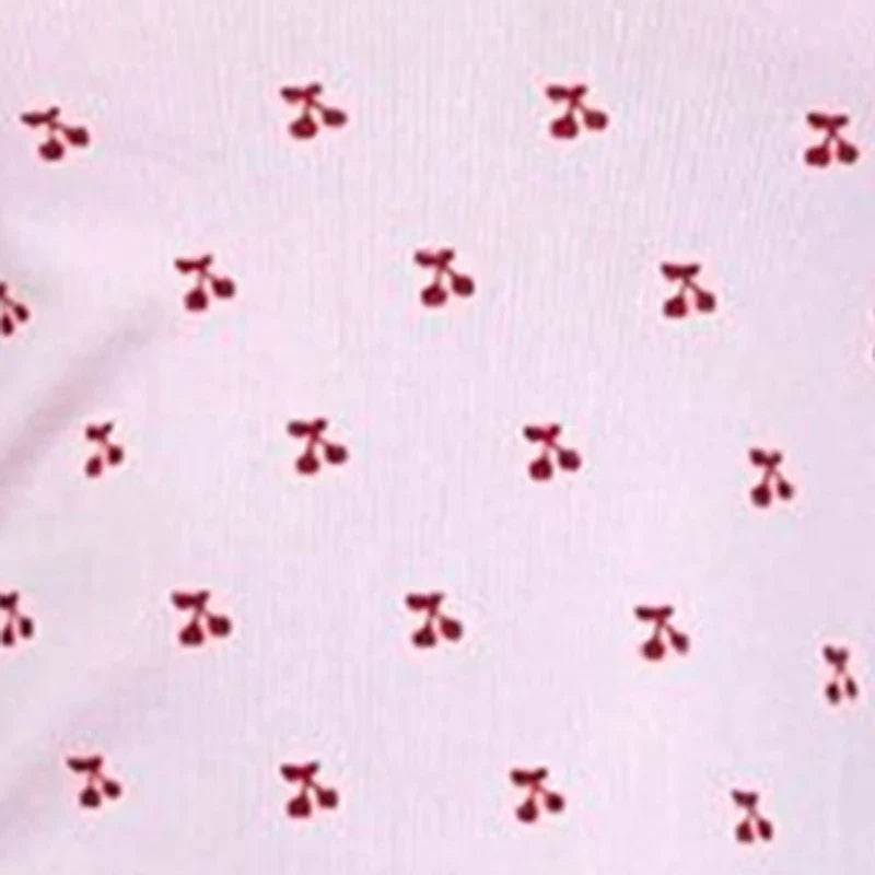 Women's 2 Piece Pajama Set Sleeveless Cherry Print Cami Tops Casual Shorts Sleepwear Sets