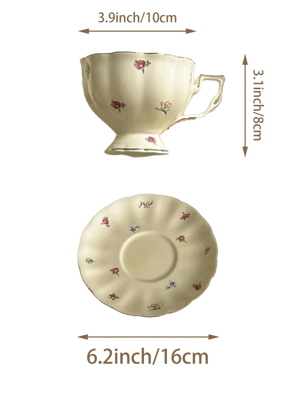 Floral Ceramic Cup and Saucer Tea Set Accessible Luxury Cup and Saucer Afternoon Tea Cup