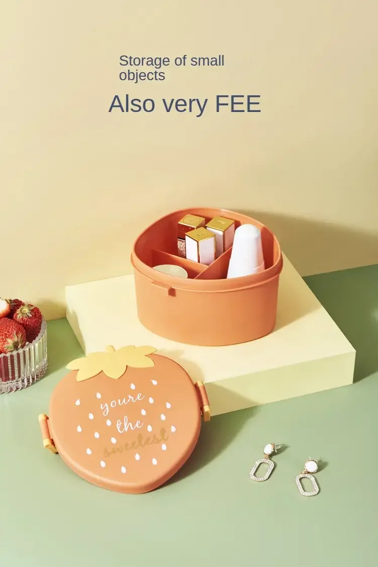 Strawberry Shape Lunch Box, 2 Layer Food Fruit Storage Bento Boxs