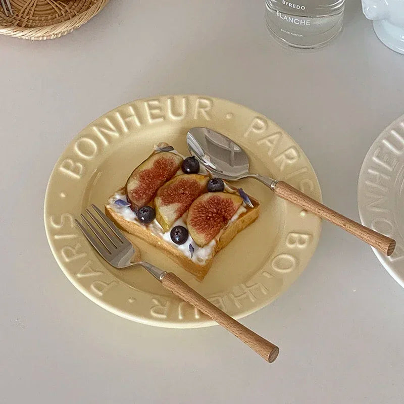 Ceramic Dessert Plate with Letter, Fruit Salad Plates, Afternoon Tea Cake Dishes