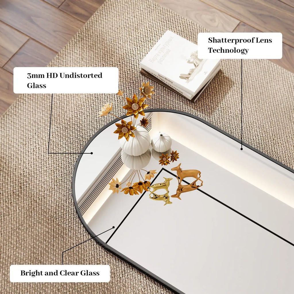 Oval Bathroom Mirror Wall Mounted Mirror with Durable Frame , Black 30" x 17.2"