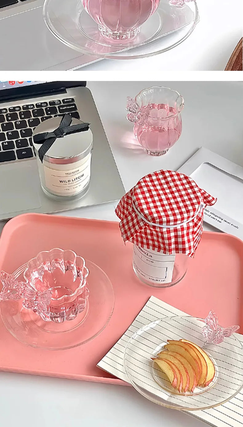 Glass Butterfly Cup Handmade Creative Transparent Tea Cup Heat-Resistant