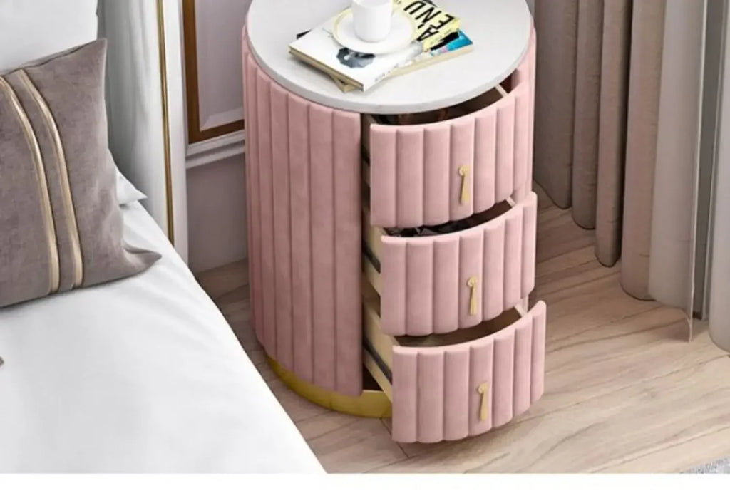 Mobile Side Bed Pink Nightstands Small Modern Modern Luxury Nightstands Space Saving Storage Furniture