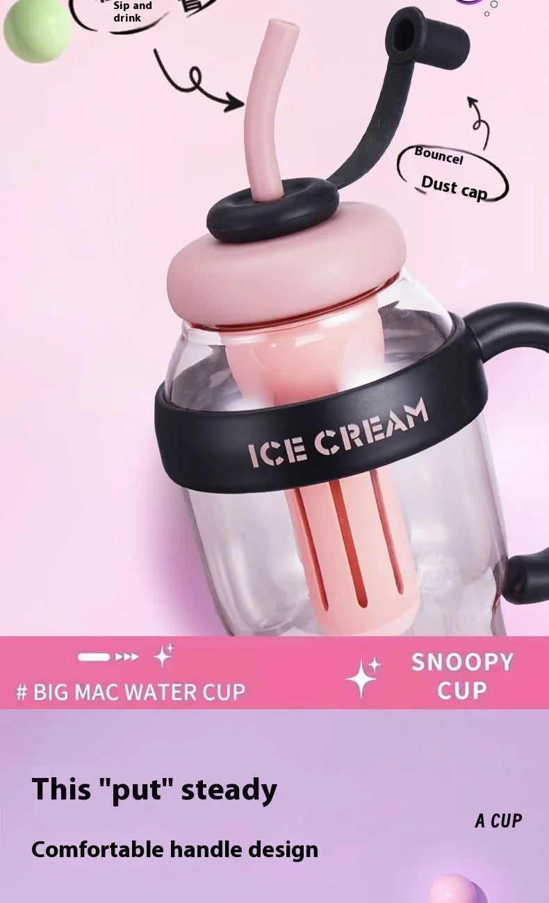 Sanrio Water Cup Hello Kitty  Anime Straw Cup Cartoon Cute Large Capacity Outdoor Activities Portable Tea Separation | 1300ML