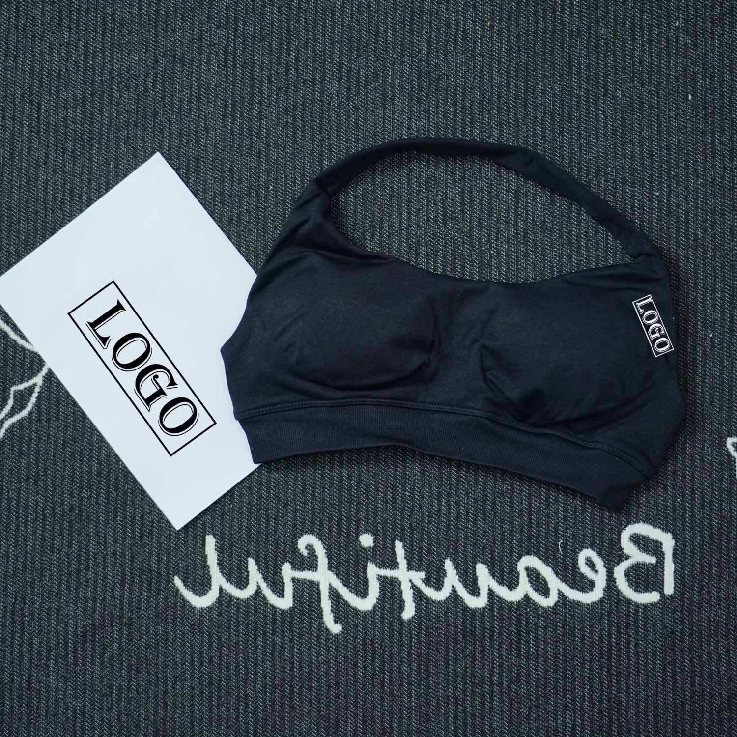 Yoga Impact Sports Bra With Logo Women Seamless Halter Bra Open Back Yoga Top Bras Medium Support Gym Crop Top Padded Sportswear