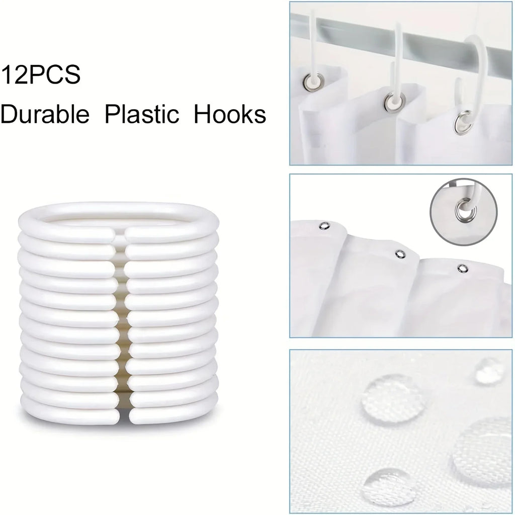 Pink Floral and Heart Print High Quality Shower Curtain - Cute and Stylish Bathroom Decor with Hooks, Polyester Fabric