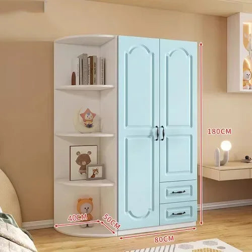 Two Door Wardrobe Clothing Organizer Style Wooden Wardrobe Summer Heavy Duty