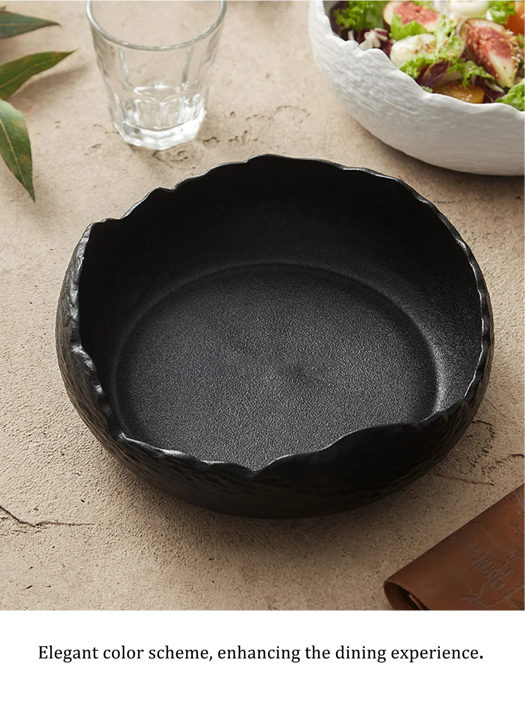 Irregular Ceramic Deep Salad Plate Frosted Cold Dish Plate Fruit Salad Bowl