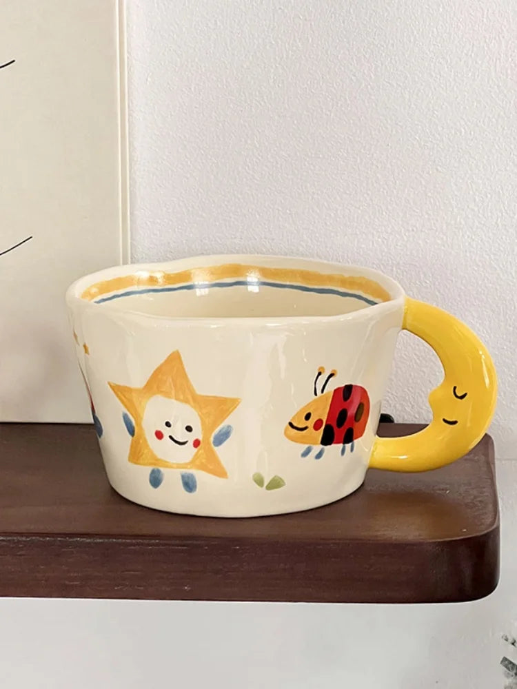Korean Style Cute Hand-painted Handle Mug Personalized Good-looking Ceramic Cup