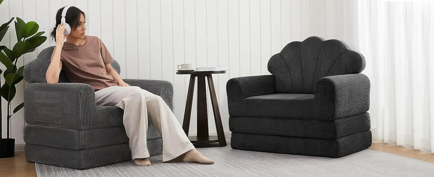 Folding Sofa Bed, Convertible Sleeper Chair Bed with Armrest/Back Support, Comfy Floor Sofa Futon Couch Lounge Foldable Mattress