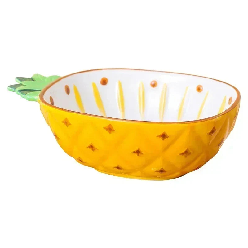 Hand Painted Fruit Shape Cute Fruit Salad Plate Creative Ceramic Bowl Pineapple Strawberry Lemon Ceramic Cutlery