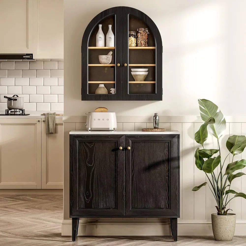 Large Arched Wall Cabinet, Bathroom Medicine Cabinet Wall Mounted Cupboard, Modern Floating Storage Cabinet with Acrylic Door Ad