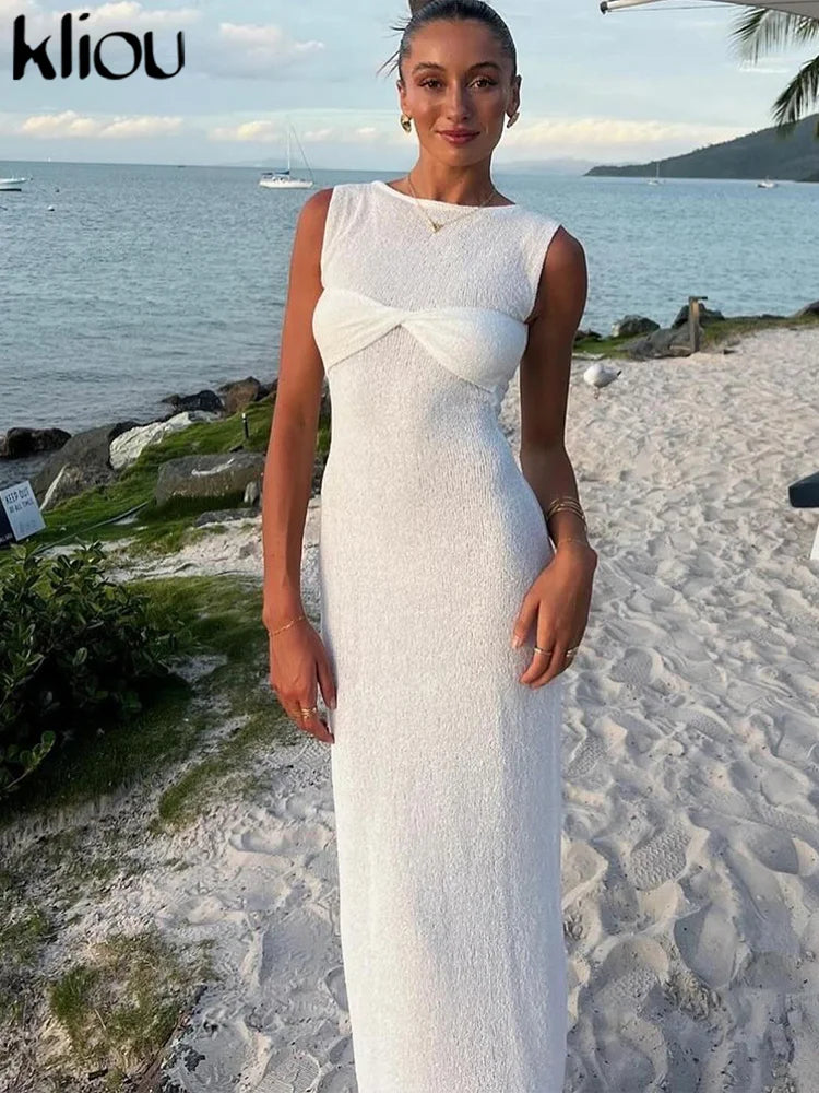 Knit Midi Pink Sweet Tanks Slim Dress