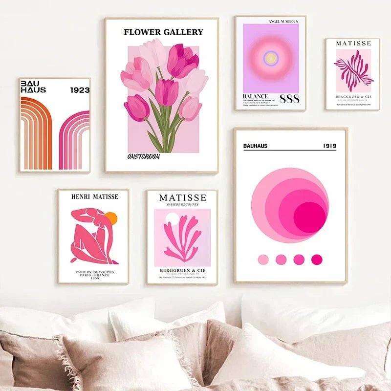 Matisse Bauhaus Angel Number Picasso Flower Wall Art Pink Tiger Poster Picture Modern Living Room Interior Decor