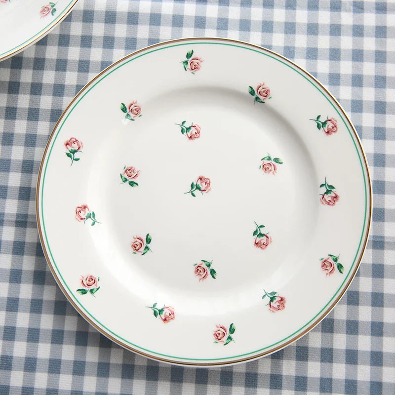 Floral Luxury Ceramic Teapot, Cup, Dessert Plate