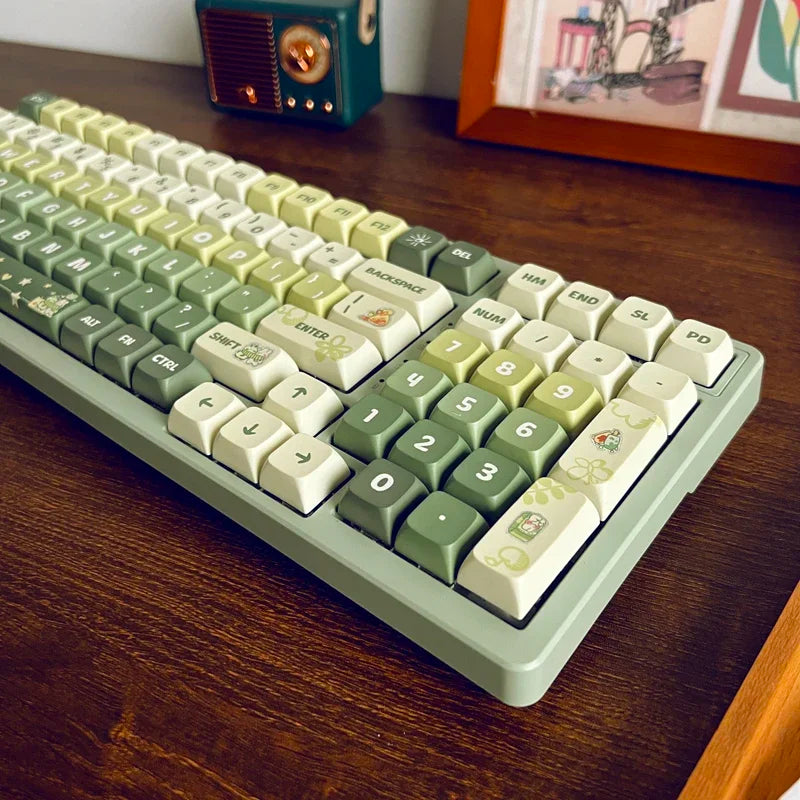 Matcha Green Keycap 133Keys Simple PBT XDA Highly Sublimated Mechanical Keyboard Universal Cartoon Rabbit Puppy Keycaps
