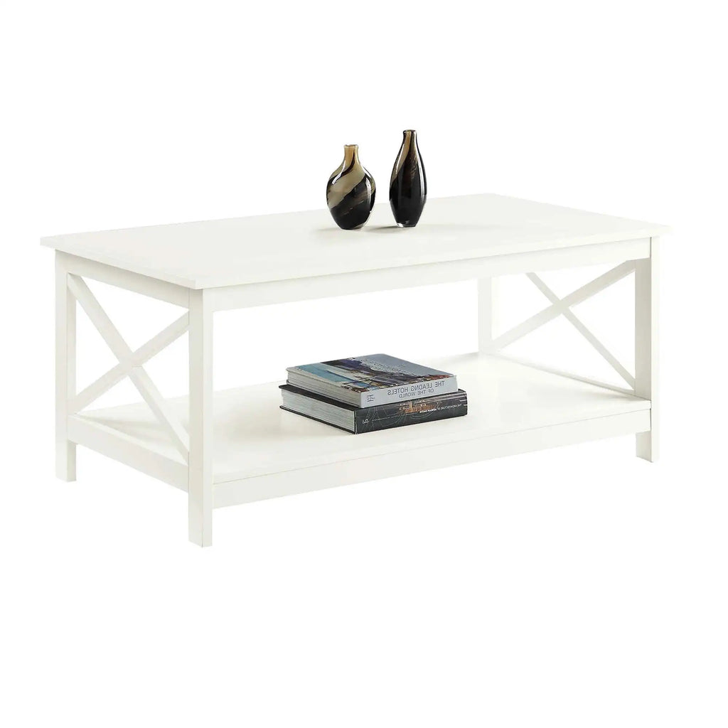 Oxford Coffee Table with Shelf, Transitional & Coastal Style,Two Tiers of Spacious Shelving