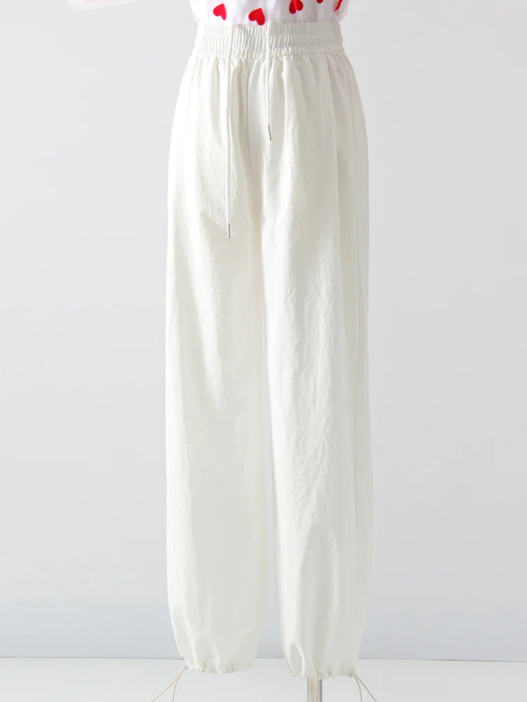 Summer Straight Leg Sweatpants For Women High Waist Jogger Wide Leg Trousers Women's Sports Pants White Sweatpants Wtpants Women