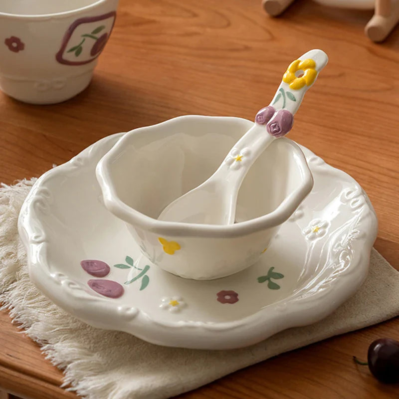 Light Luxury Ceramic Plate Sweet Lovely Dessert Salad Plate Delicious Dishes Dining Plates Exquisite Tableware