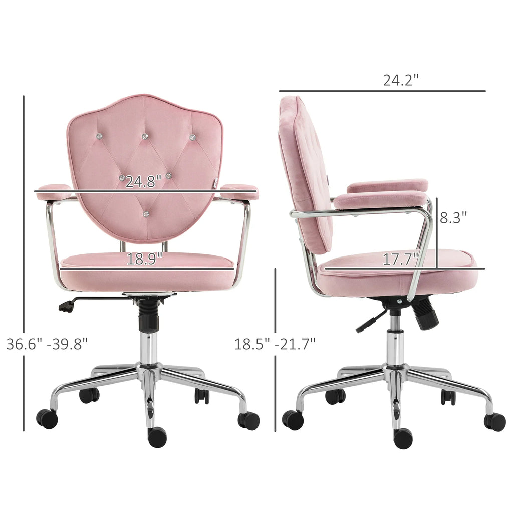 Cute Velvet-Feel Fabric Vanity Chair, Pink