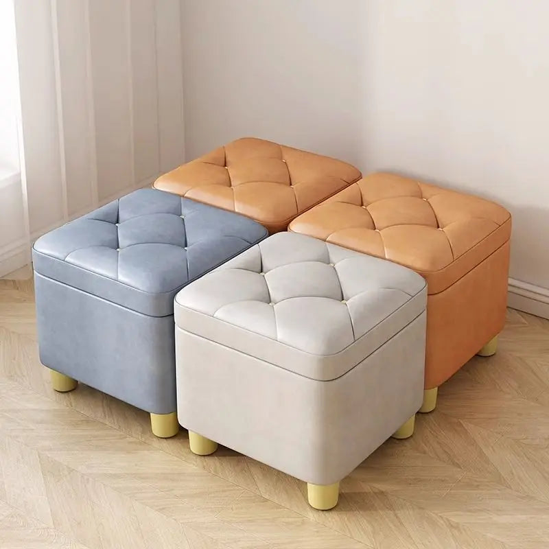 Creative Jelly Bean Stool Household Leather Ottoman Living Room Sofa Pedal Modern Doorway Shoe Stool Stylish Footrest