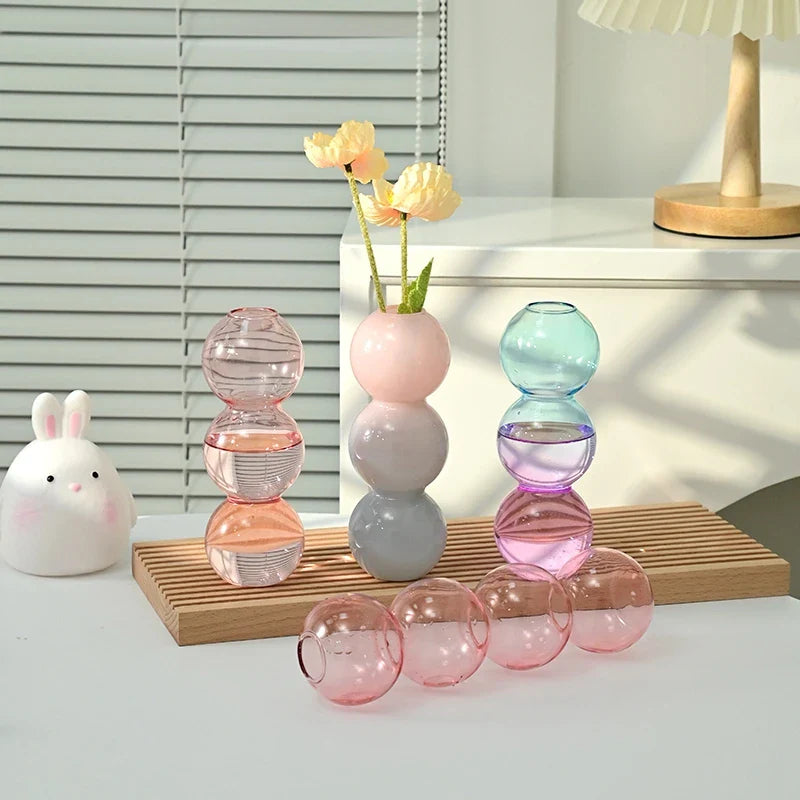 Glass Bubble Vases Hydroponic Flower Vase Creative Spherical Flower Vases Stained Bubble Glass Vase Home Office Decor