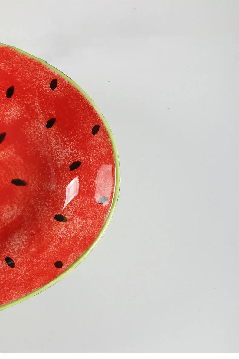 Watermelon Ceramic Cute Hand-painted Tableware Underglaze Color Fruit Shaped Bowl