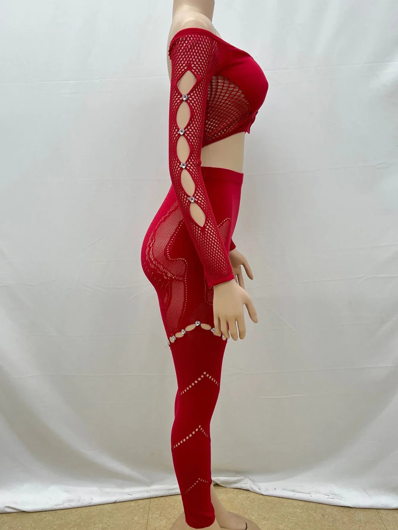 Sexy See Through Rhinestone Jumpsuit Women Pants Summer Bodycon Romper Jumpsuit Woman Long Sleeve