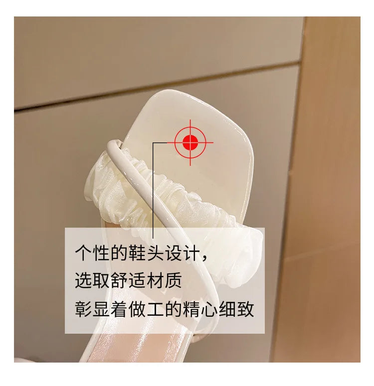 Elegant Women Crystal Summer Jelly Slippers Open Toe Clear High Heels