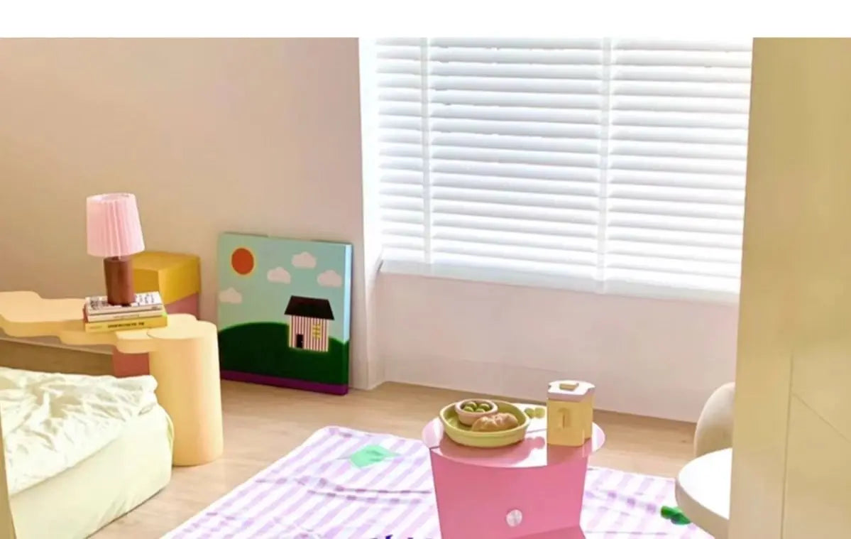 Y2K Pink Side Table - Dopamine Aesthetic Bedside Table with Magazine Rack