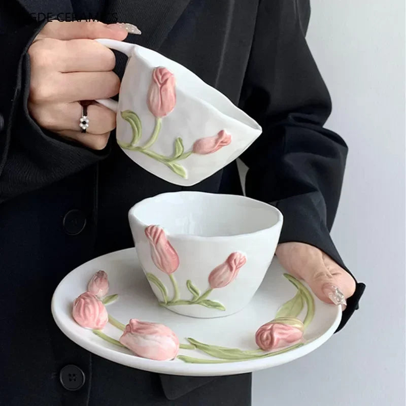 Exquisite Tulip Ceramic Plate High Appearance French Tableware