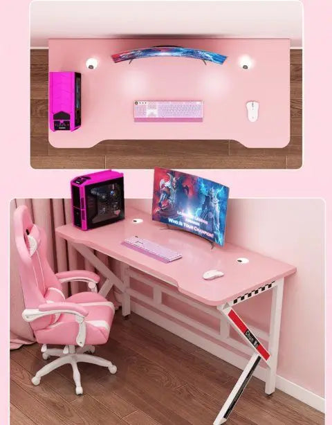 Pink Gaming Desk Girls Study Desk Laptop Table Computer Table Chair Live Gamer Home Live Desks Bedroom Desktop Gamer Desks