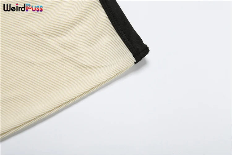 Ribbed Women 2 Piece Set Polo Neck Button Shorts Crop Tops+Mini Skirts Matching Stretch Elegant Streetwear Outfits