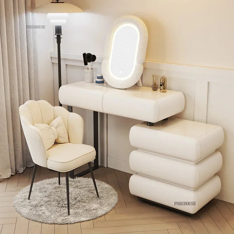 Multifunction Girls Vanity Table Corner Placement Mobile Luxury Dressers Set