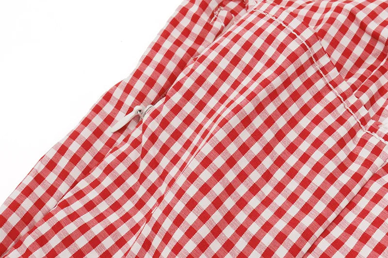 Plaid Y2K Lace Vintage Spaghetti Strap Mini Dresses Backless Aesthetic Casual Slim Dress